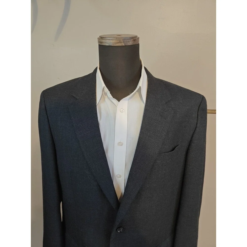 Jos A Bank Mens Sport Coat 44L Blue Gray Wool 2 Button Blazer N702